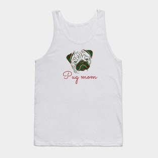 Pug Mom with Green Plaid Tank Top